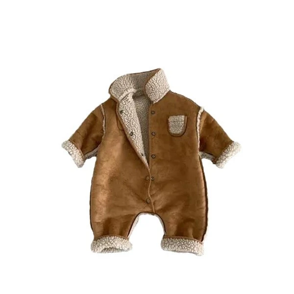 KK树【断码】婴儿冬季爬爬服韩版童装宝宝毛绒连体衣加厚外出服女童