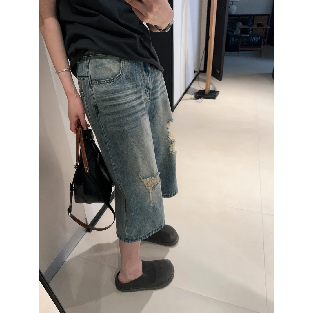 ［IAMMEIYA］-大骨架穿搭 明瑟 八分牛仔裤70663