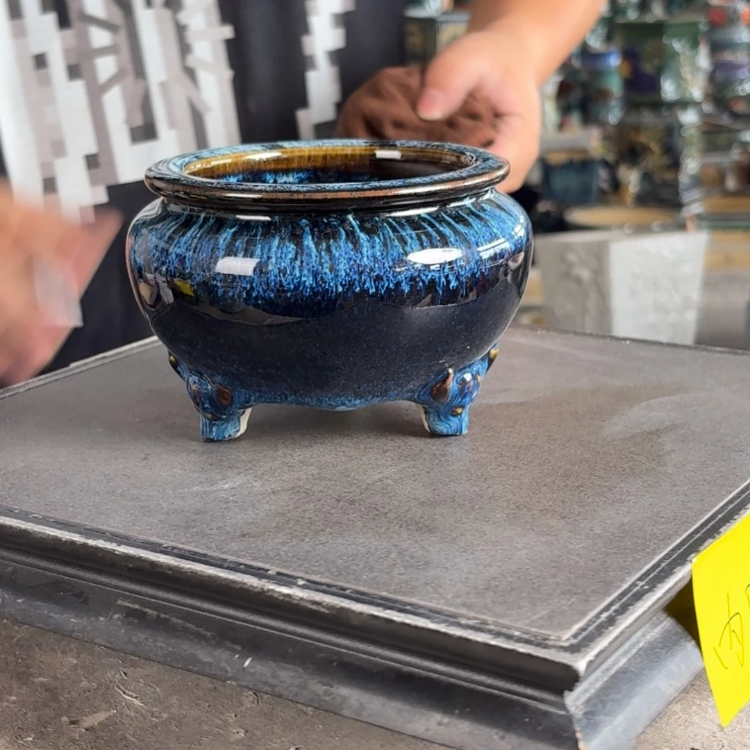 。一风堂石湾花盆 打磨痕迹 内10*7