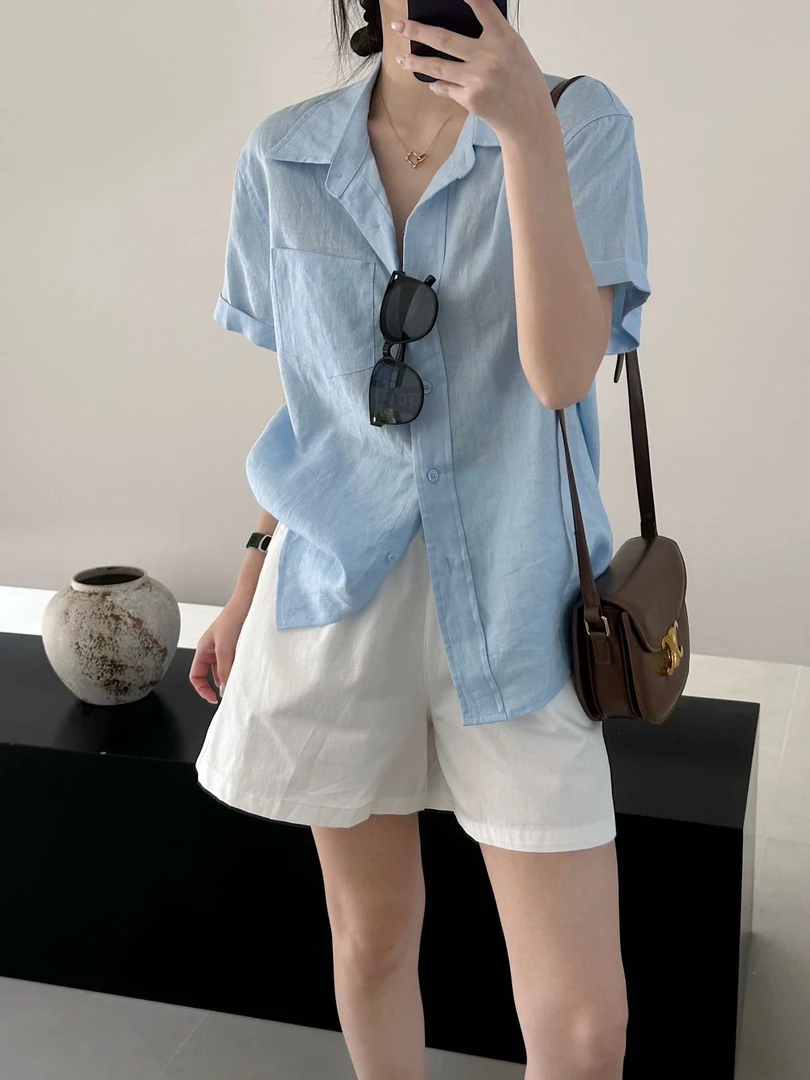 【茶芙巷】时尚休闲纯色全棉短裤 夏季松紧腰【YJL】