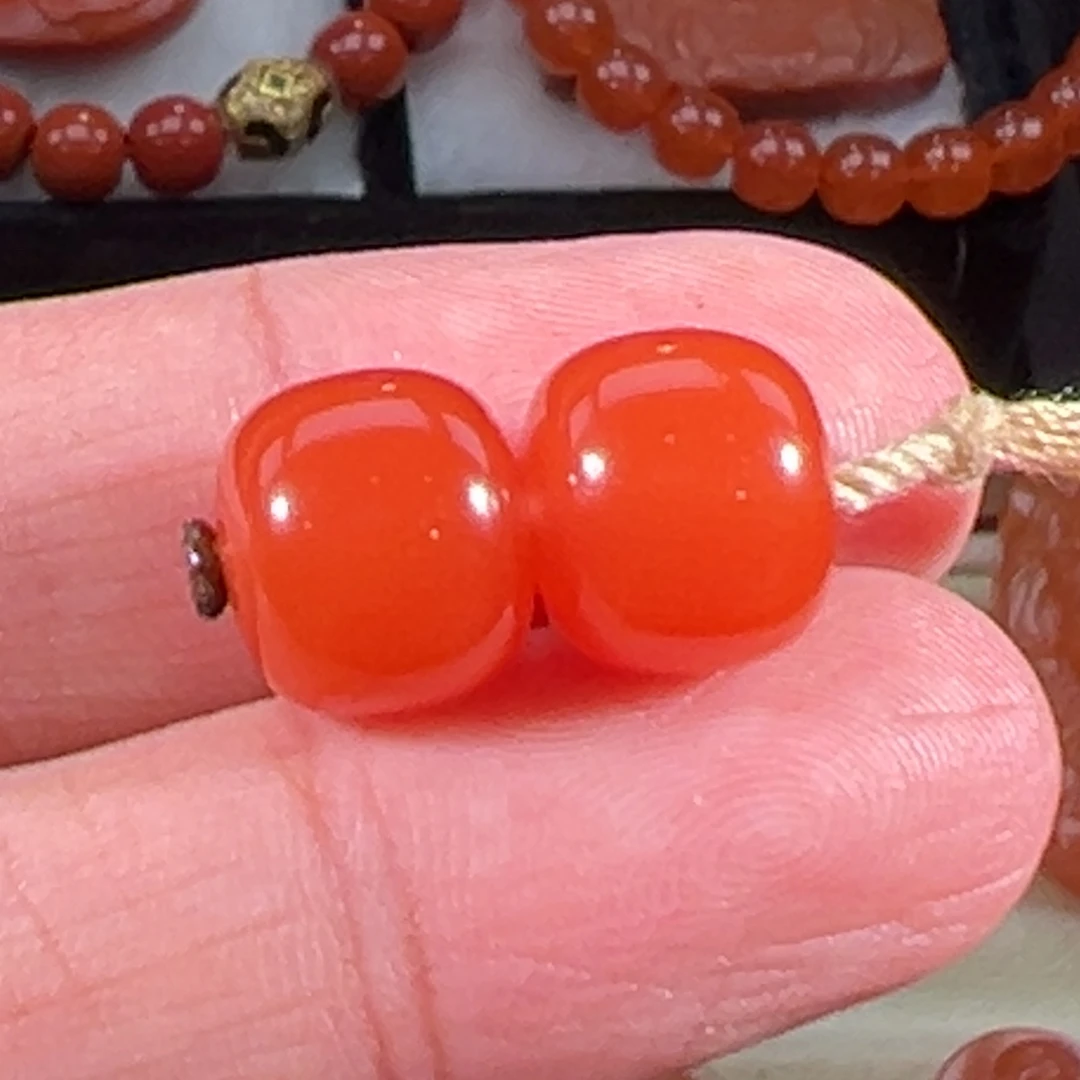 南红玛瑙未镶嵌老型对珠10mm