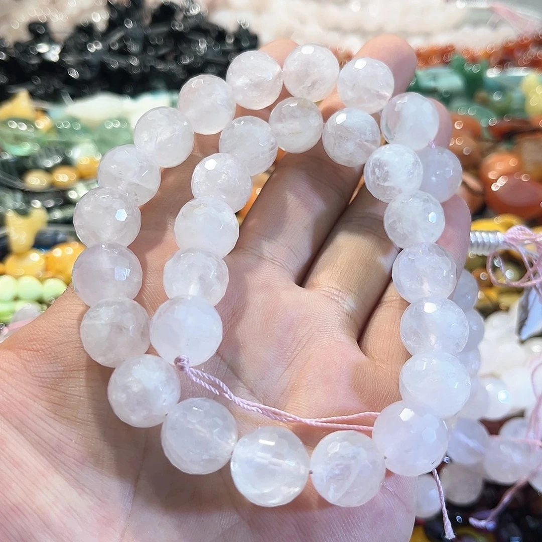 玛瑙/玉髓合金珠宝半成品粉水切面一条14mm