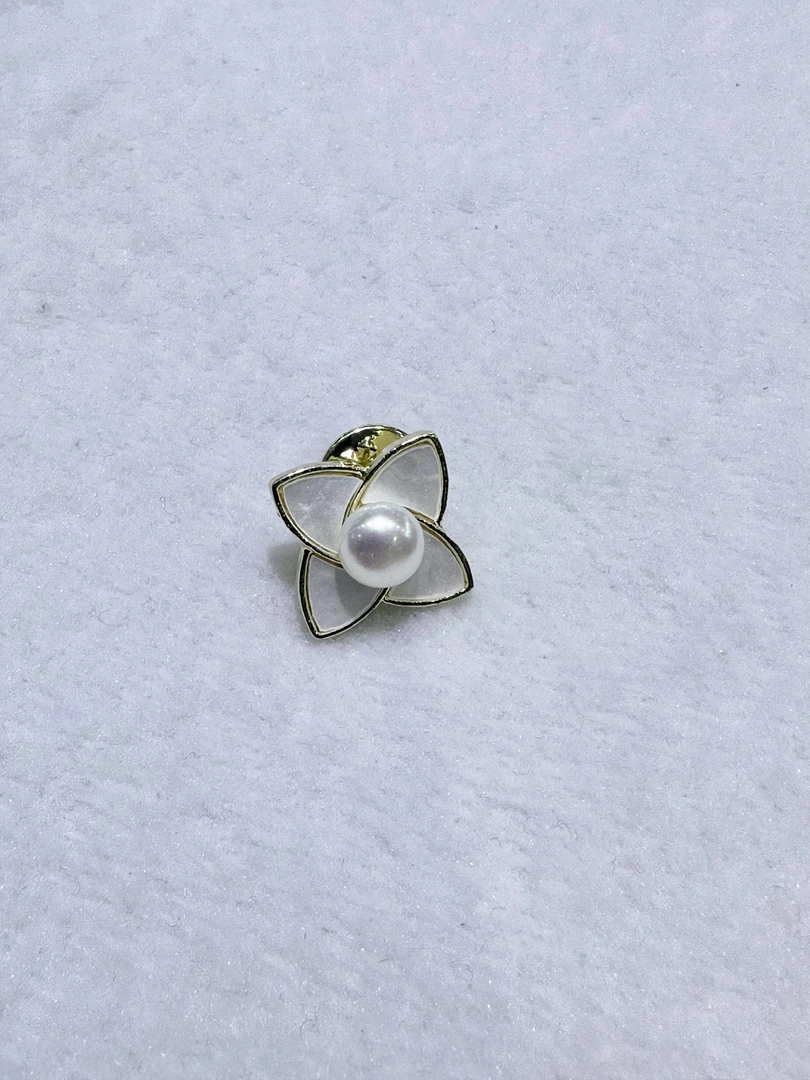 【珍辉珠宝】防走光神器 缩库扣 大风车 胸针 7-8mm  合金 淡水珍珠