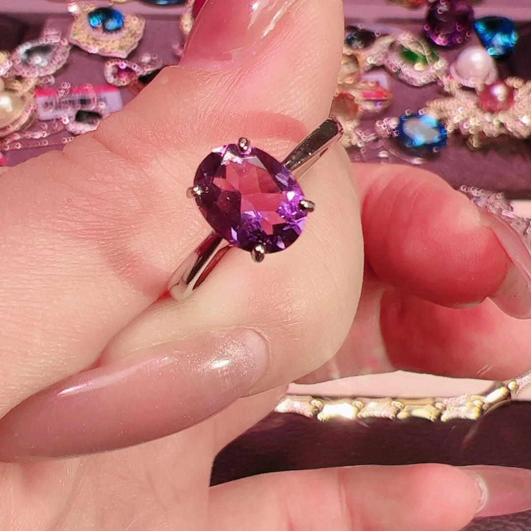紫晶紫水晶银S925镶嵌