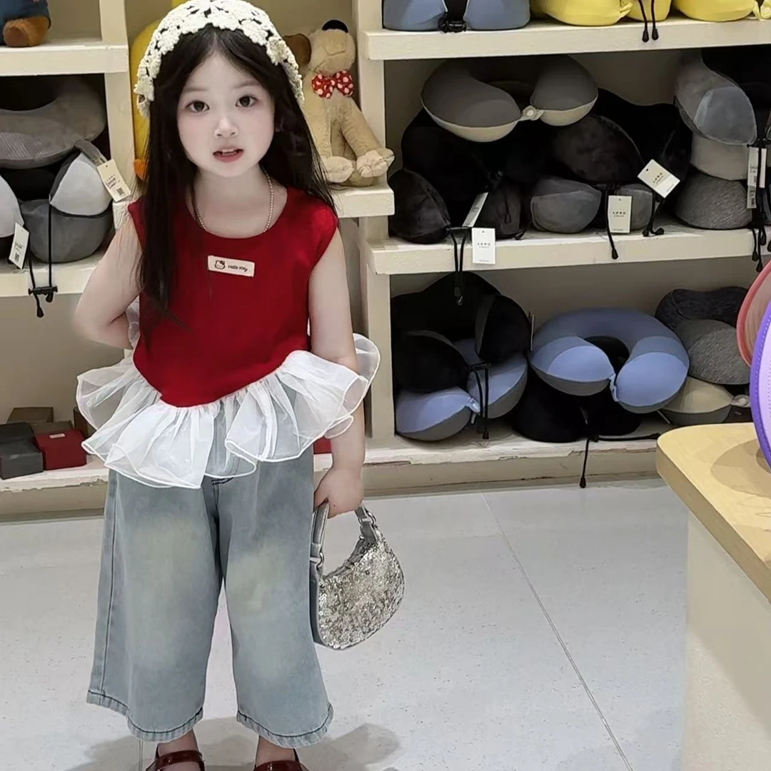 夏季纯色常规休闲风千金风女套装女宝女童休闲韩版
