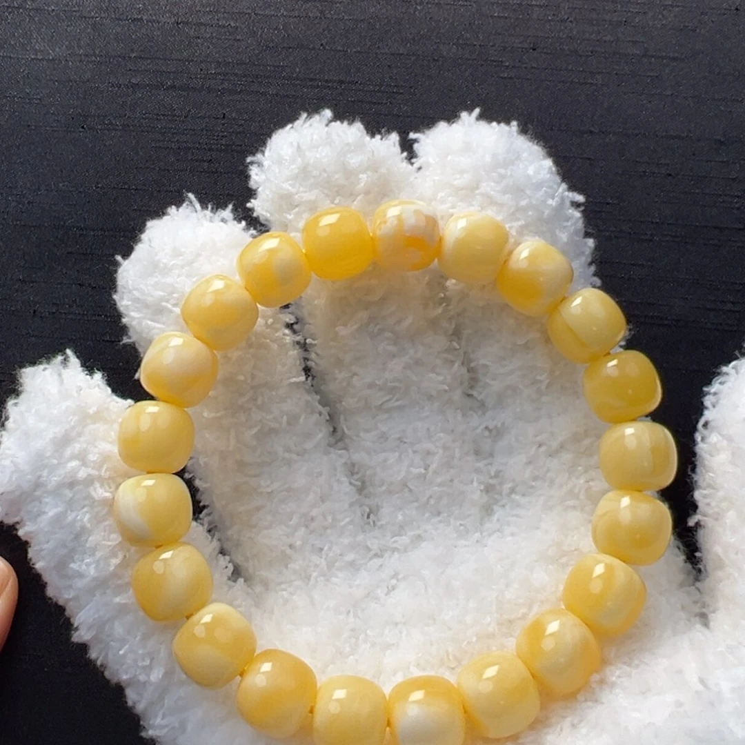 未镶嵌琥珀裸石焦皮同料杨枝甘露手串11×10mm