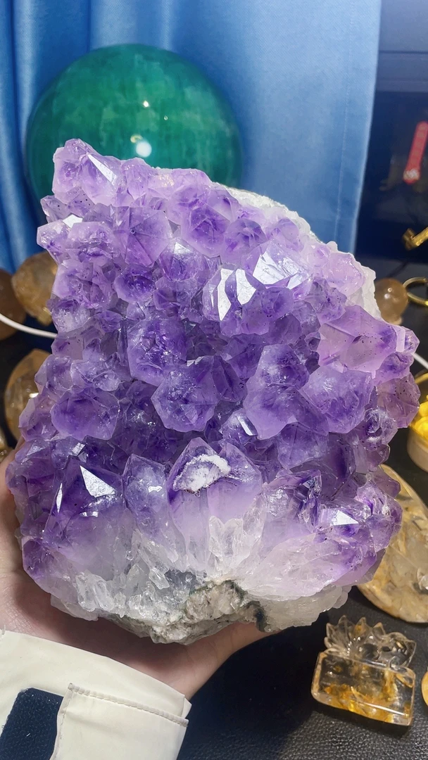 天然巴西紫水晶晶簇 水晶原矿原石摆件