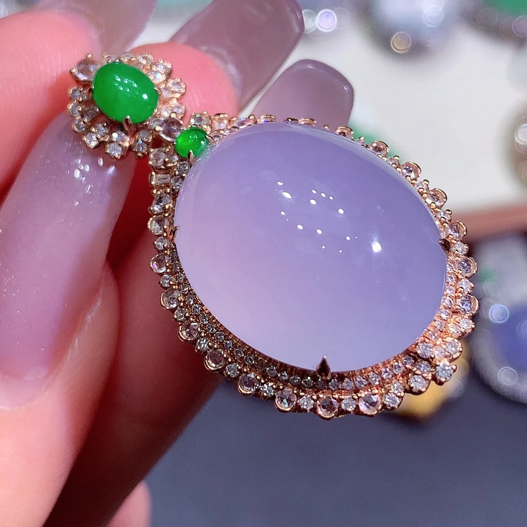 翡翠18K金镶嵌吊坠(不含链)