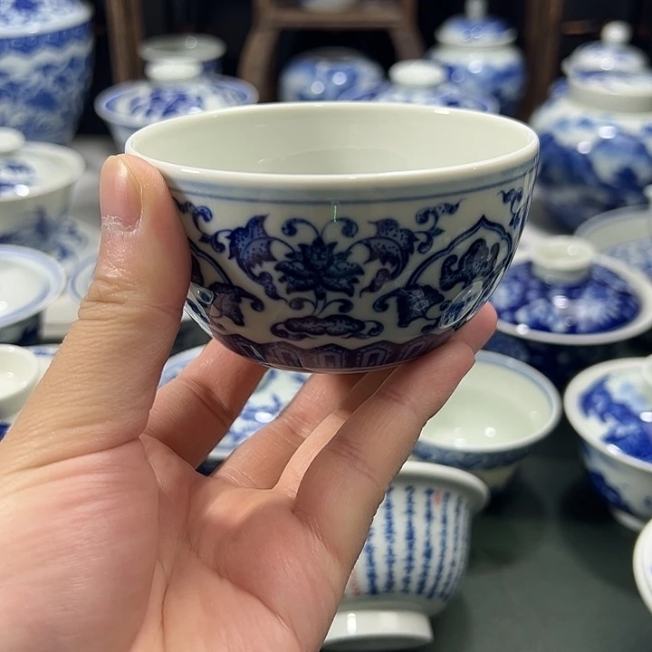 柴窑点工福寿花卉大杯
