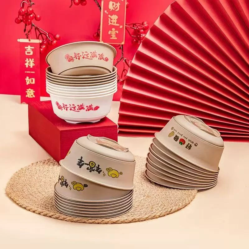 洛诺兔一次性碗稻壳硬质加厚加大耐高温可降解饭店家用酒席野餐碗