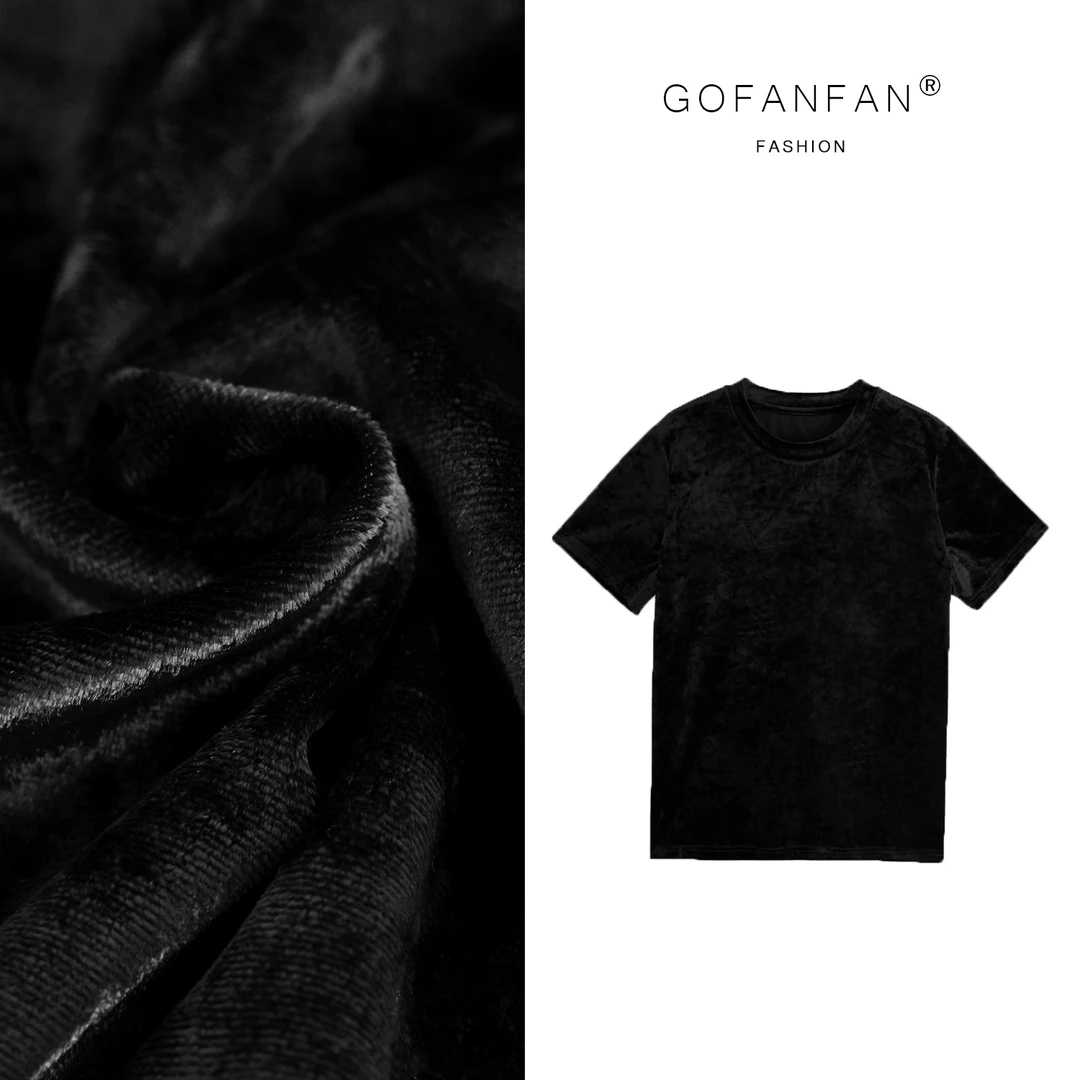 GFFSTUFIO【质感丝绒】后背半拉链绒感宽松时髦短袖财阀千金T恤
