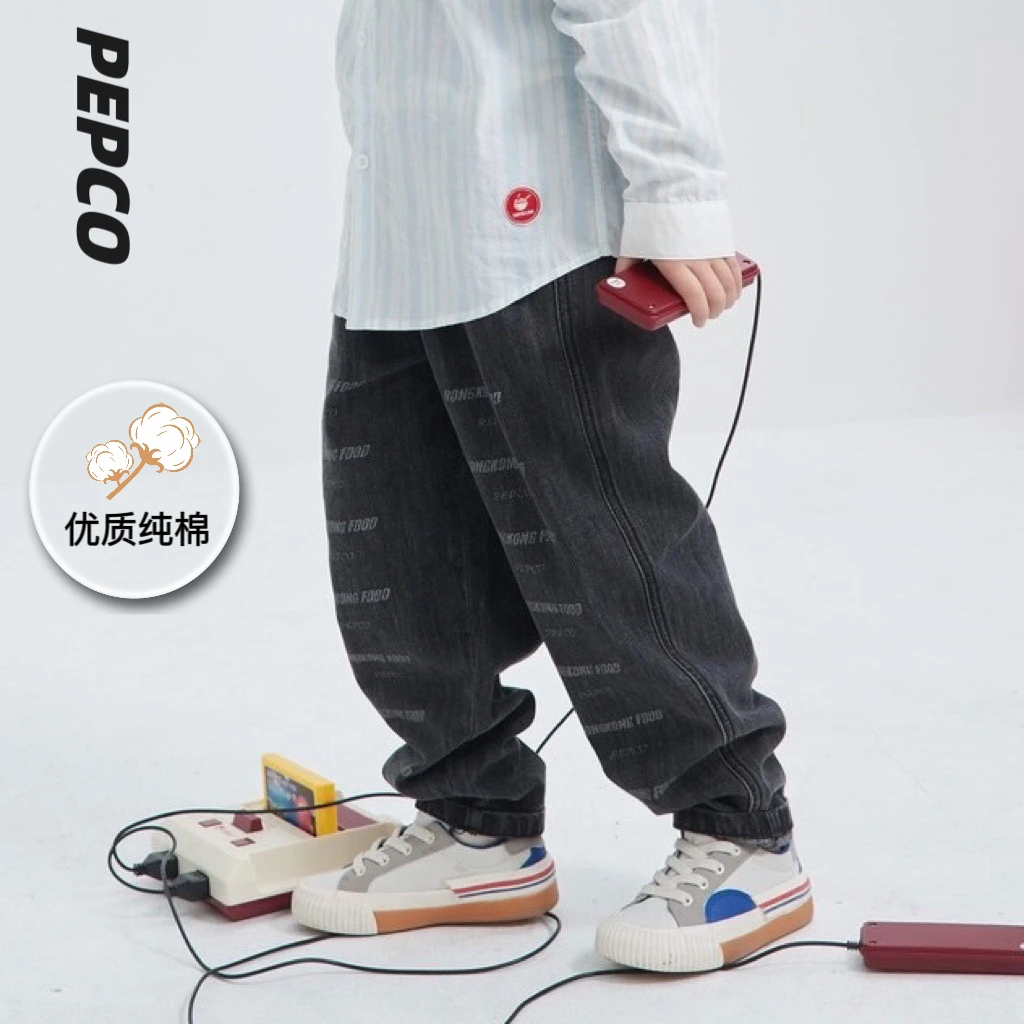 111130015 小猪班纳童装休闲柔软百搭夏季牛仔长裤100棉