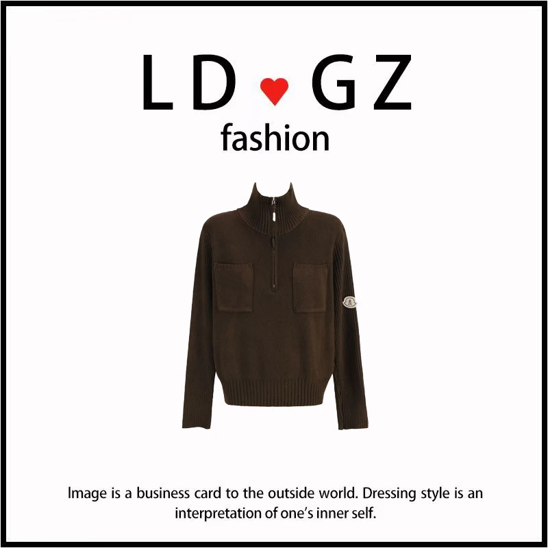 「黎大公子专属」秋冬款百搭慵懒感翻领半开领针织套头上衣YC-2861