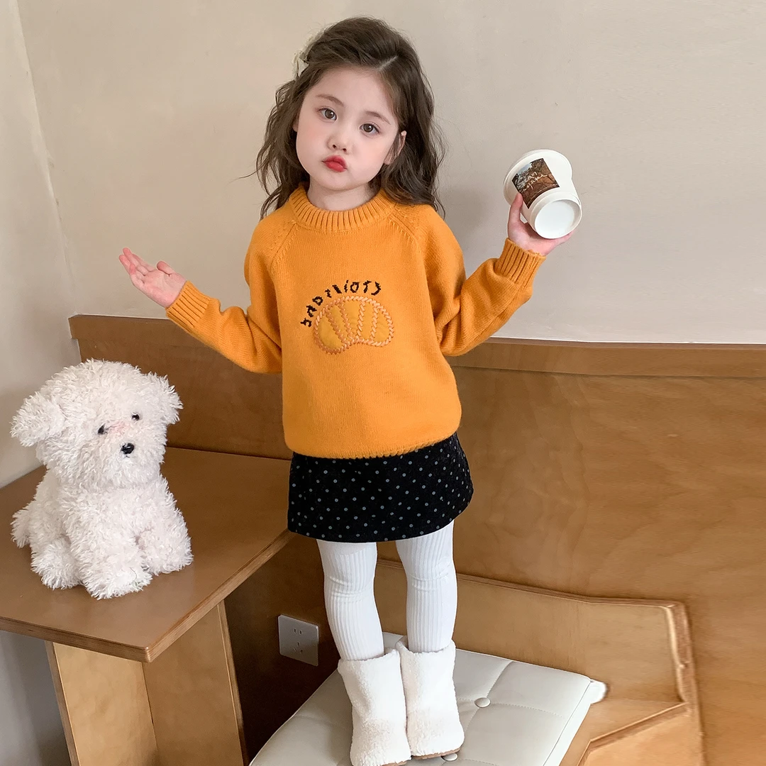女童毛衣秋冬季2025新款洋气时髦儿童针织衫女宝宝冬装打底衫内搭