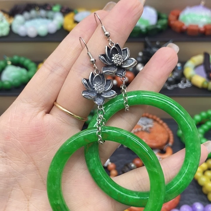 追***马翡翠未镶嵌耳饰耳坠2