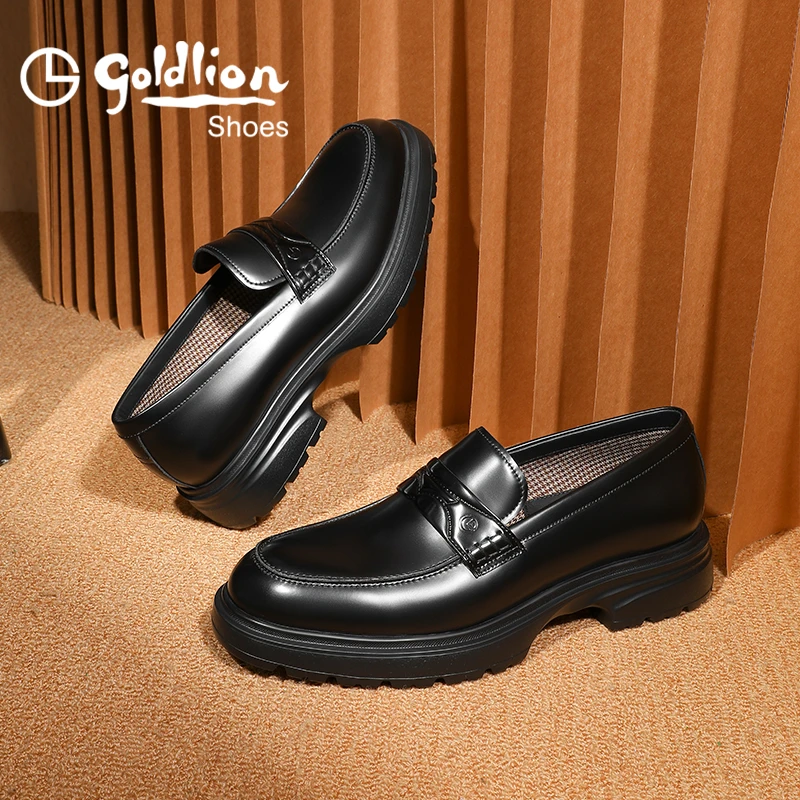 金利来男鞋轻奢厚底25新款秋款亮面皮鞋时尚四季高端商务男士鞋