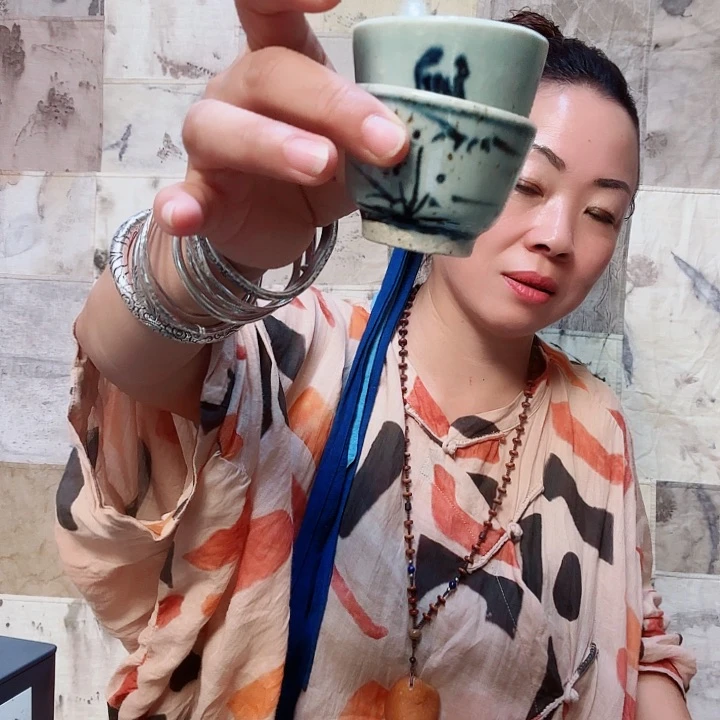 瓷明*青花手工杯子杯子