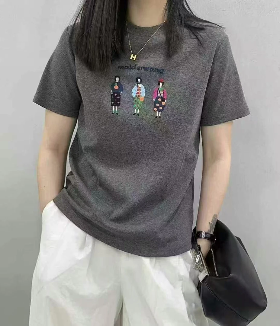 趣味刺绣女孩短袖T（2546）