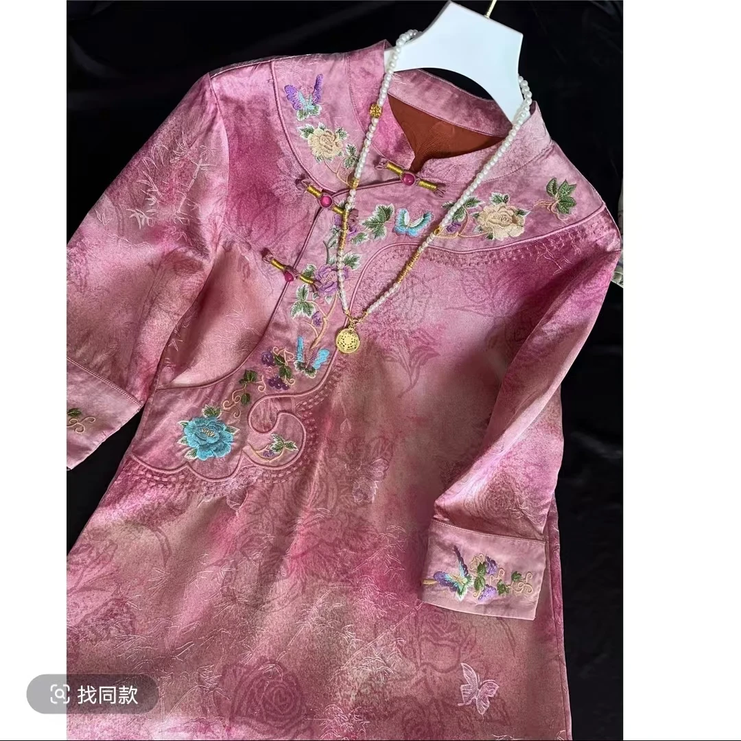 【玲子专属】新中式重工气质复古刺绣连衣裙