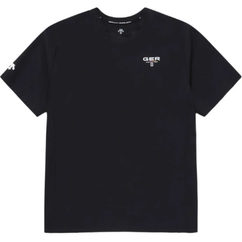 DESCENTE/迪桑特男女同款左胸字母印花圆领休闲短袖弹力T恤