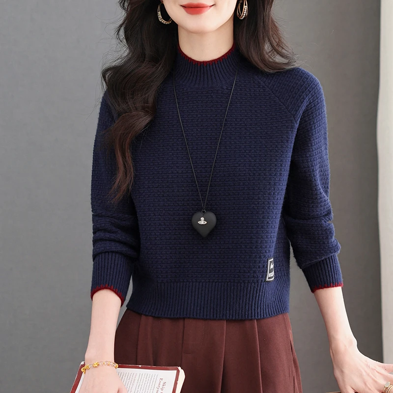 小个子短款半高领针织打底衫女冬季新款内搭高腰毛衣高级感上衣潮