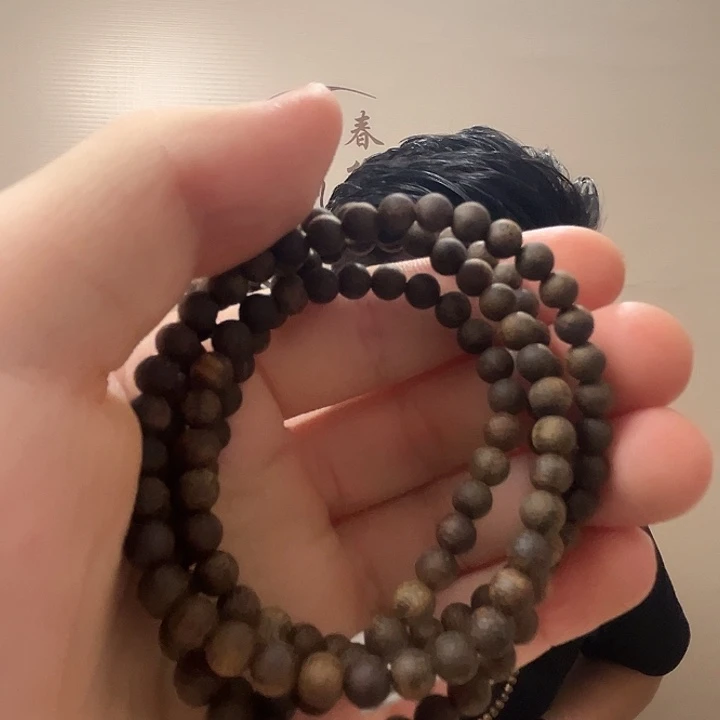 手串沉香虎斑棋沉水圆珠卡0.5多圈手串
