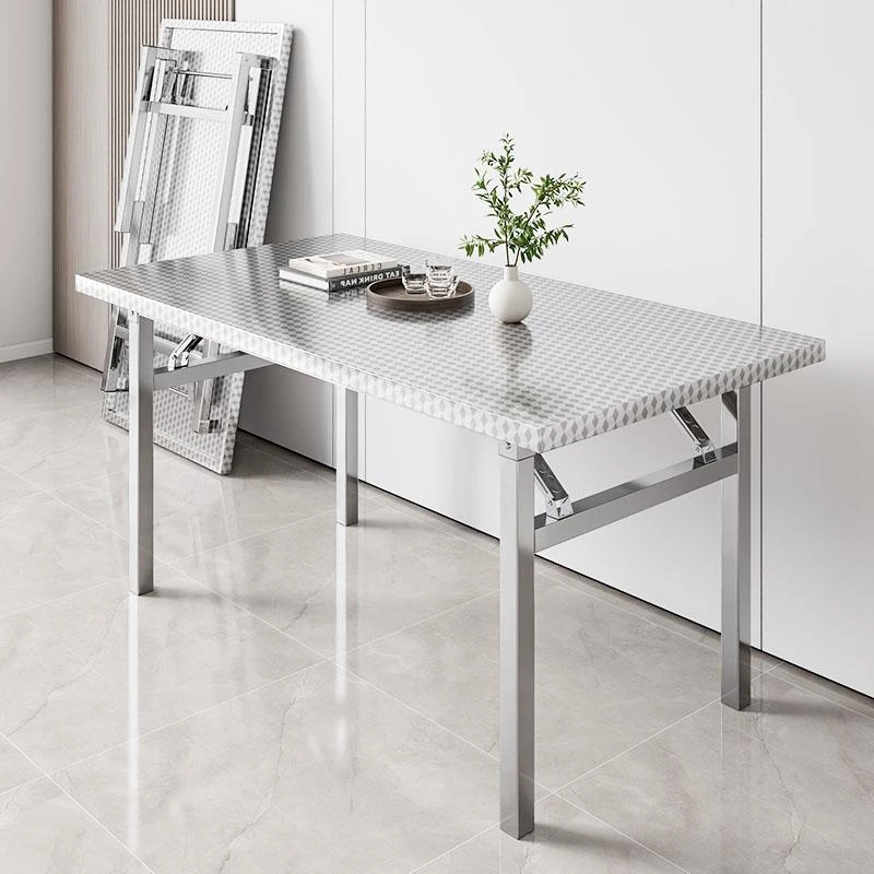 不锈钢折叠桌子餐桌家用饭桌便携式简易夜市摆摊商用长方形长条桌