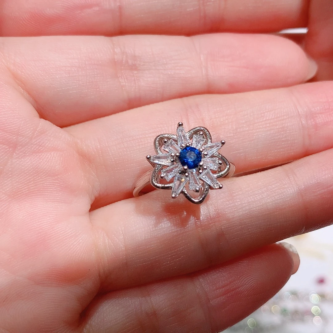 蓝宝石银S925镶嵌戒指