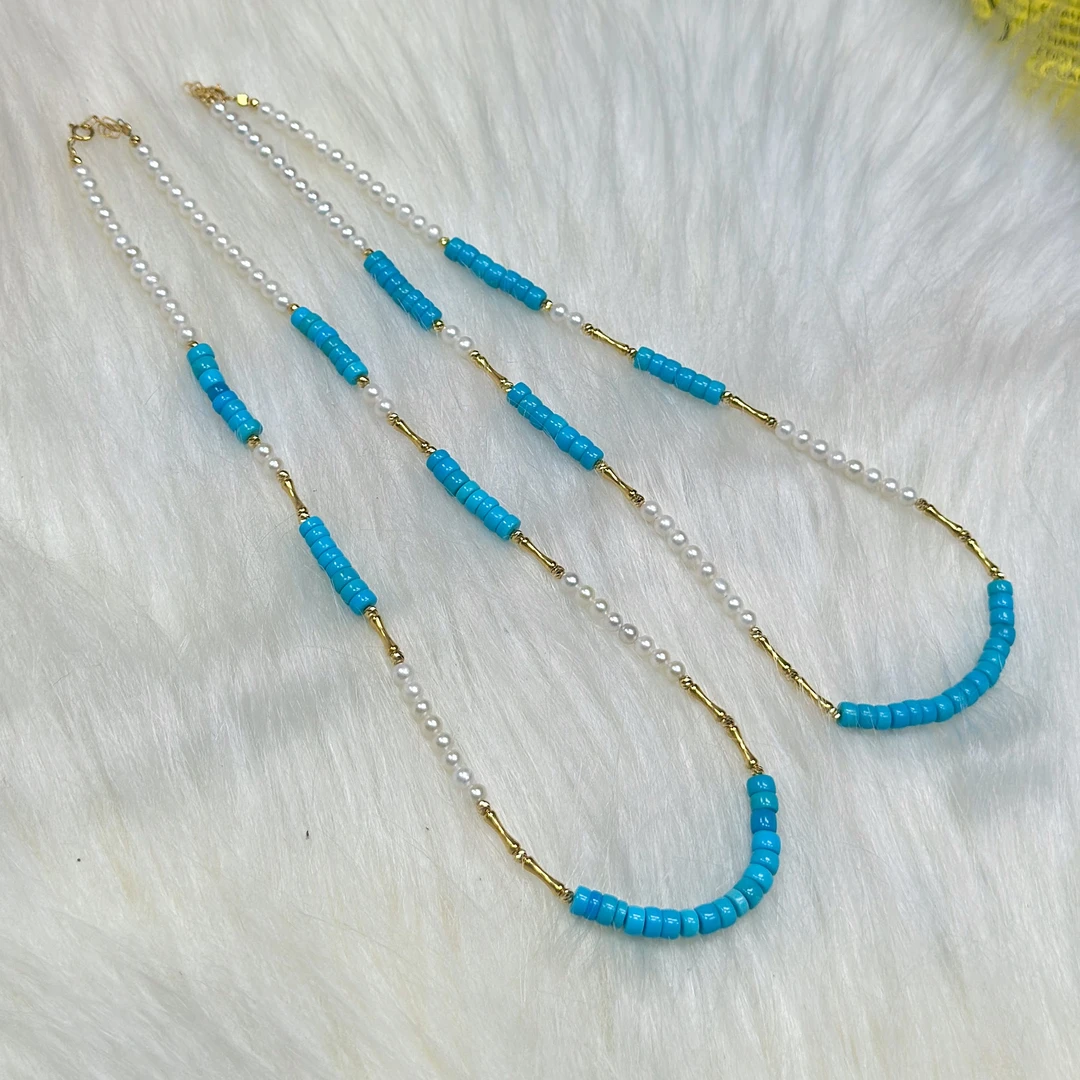 【LL2】18k金绿松石DIY项链-约4mm（多样性发其一）