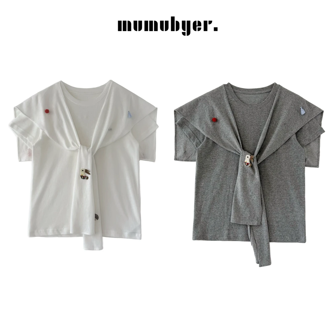 MUMUBYER •“韩味满分”假两件手工刺绣圆领短袖