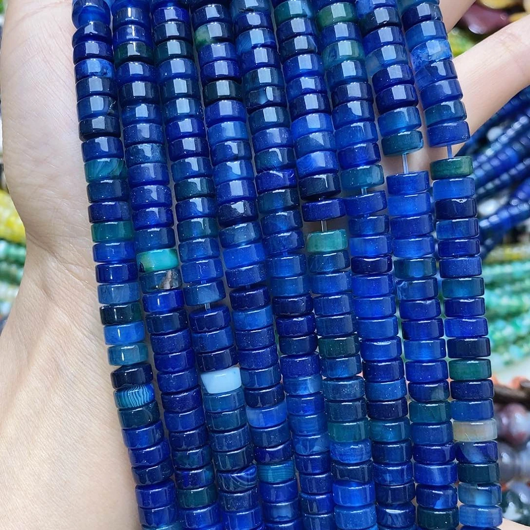 玛瑙/玉髓未镶嵌珠宝半成品蓝玛瑙卡八一条装