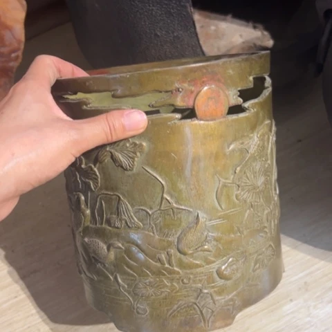 蜜安罐瓷香炉锡茶则