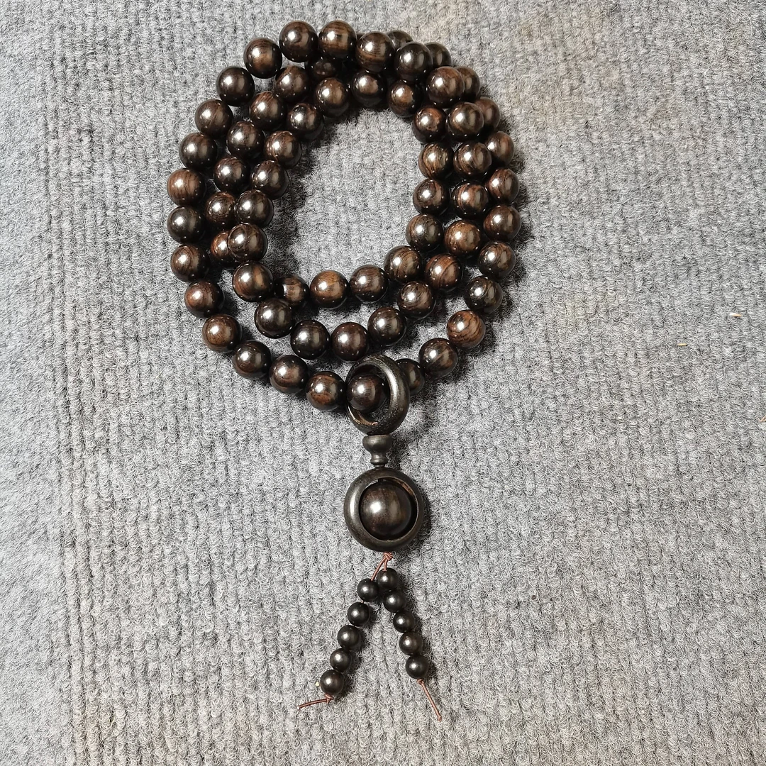 乌木紫光檀1.5/66颗木质脖挂