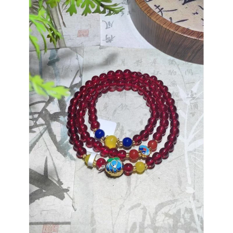 石榴石多圈手串 黄珠 蓝珠【无礼盒】1045