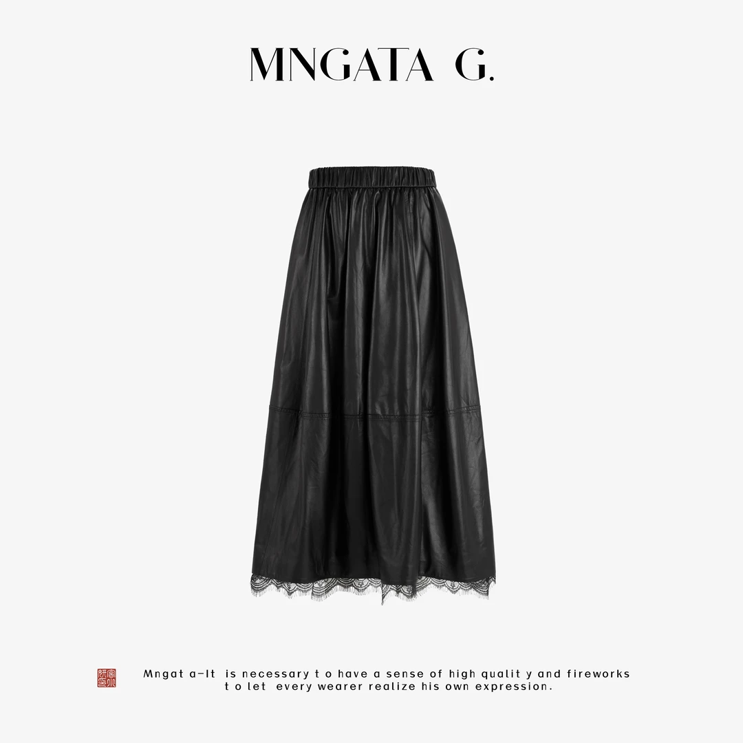 MNGATA G.宫小妍【山羊皮·大伞摆裙】早秋新中式中国风半裙5071582