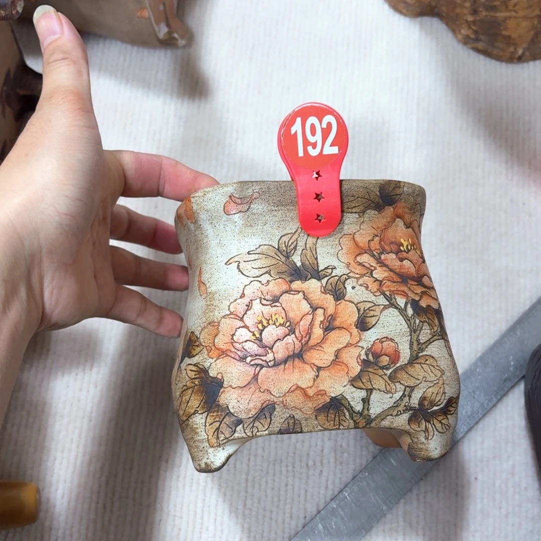 雨***迹紫砂花盆陶瓷多肉花盆精品