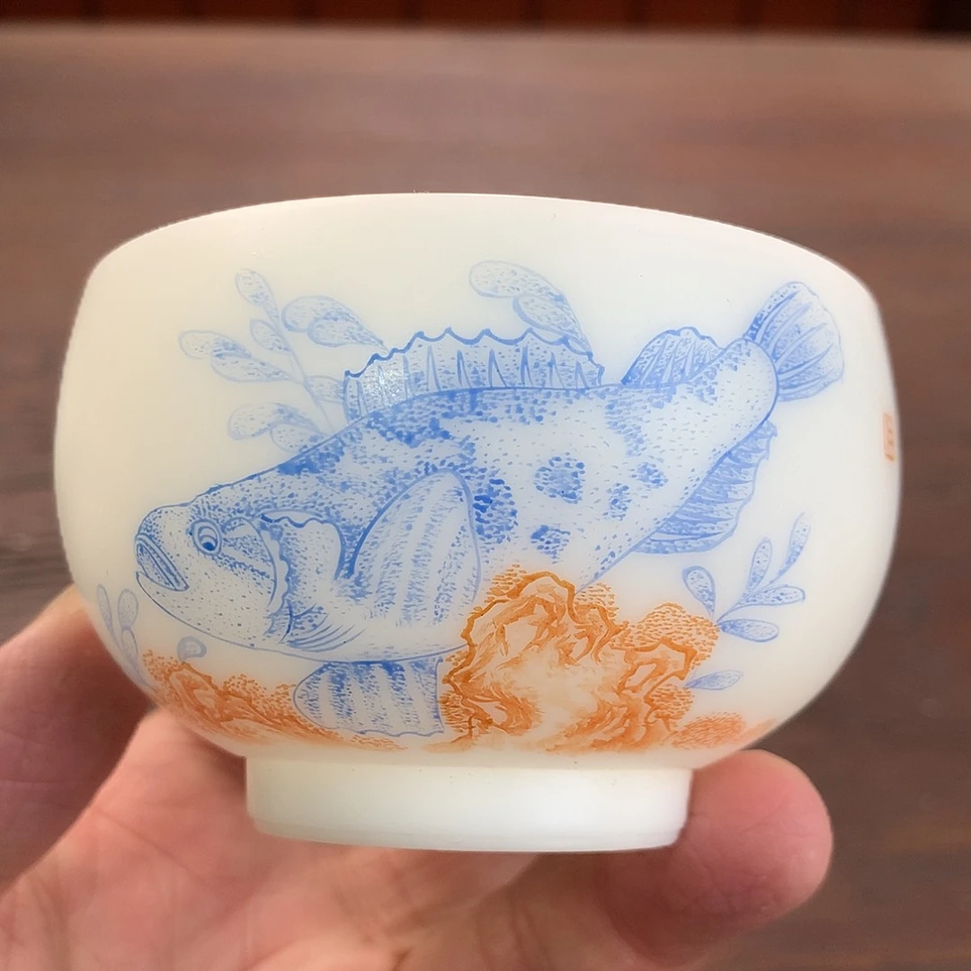 冰种素烧手绘主人杯