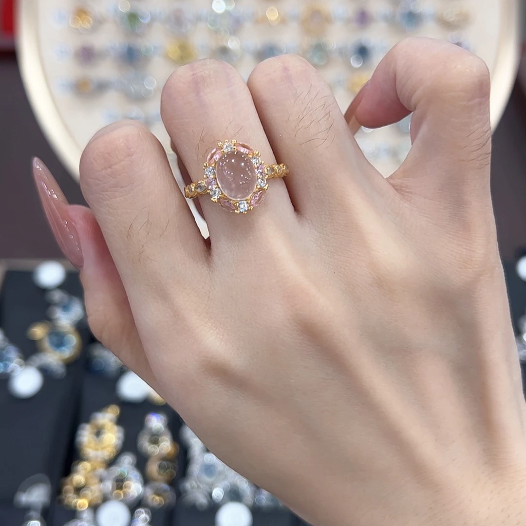 蛇纹石玉银S925镶嵌戒指