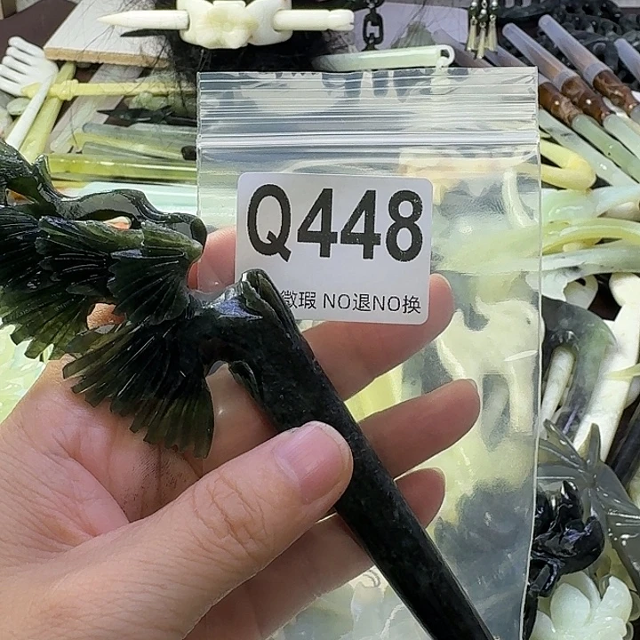 红***玉合金蛇纹石玉发饰