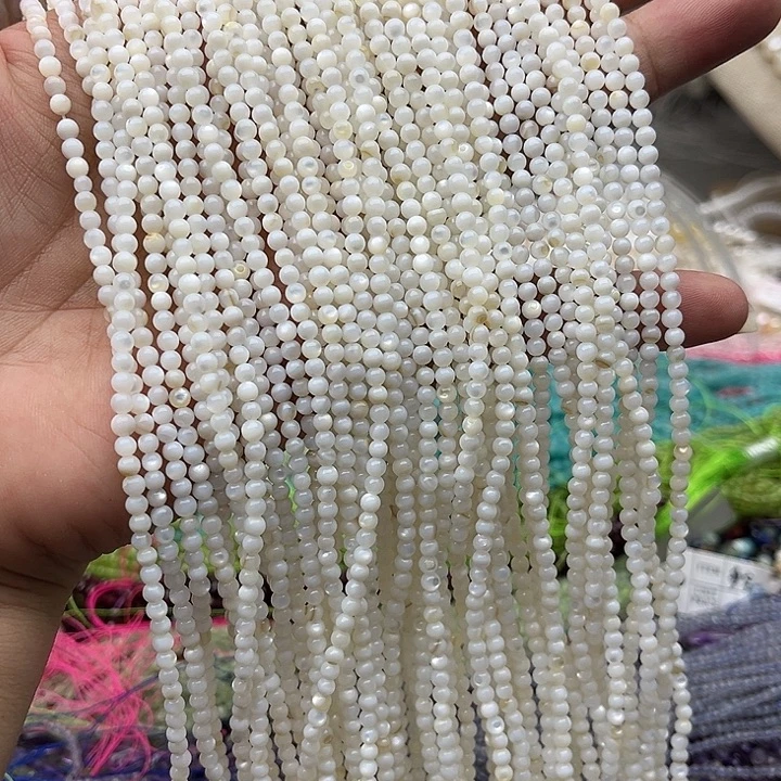 玛瑙/玉髓未镶嵌珠宝半成品2条3mm白蝶贝