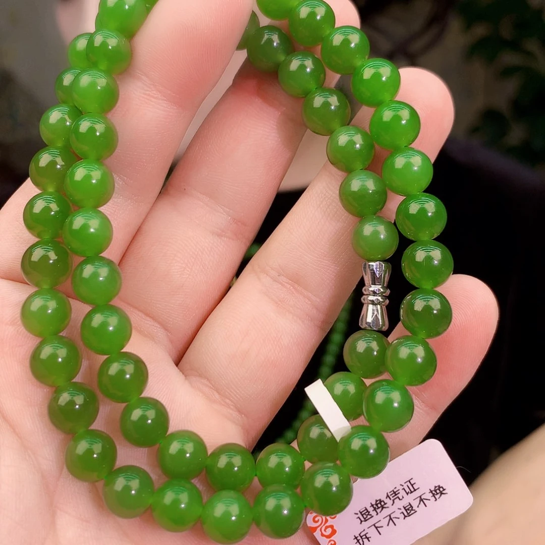 吊坠(不含链)银S925镶嵌和田玉（碧玉）肆*叁项链