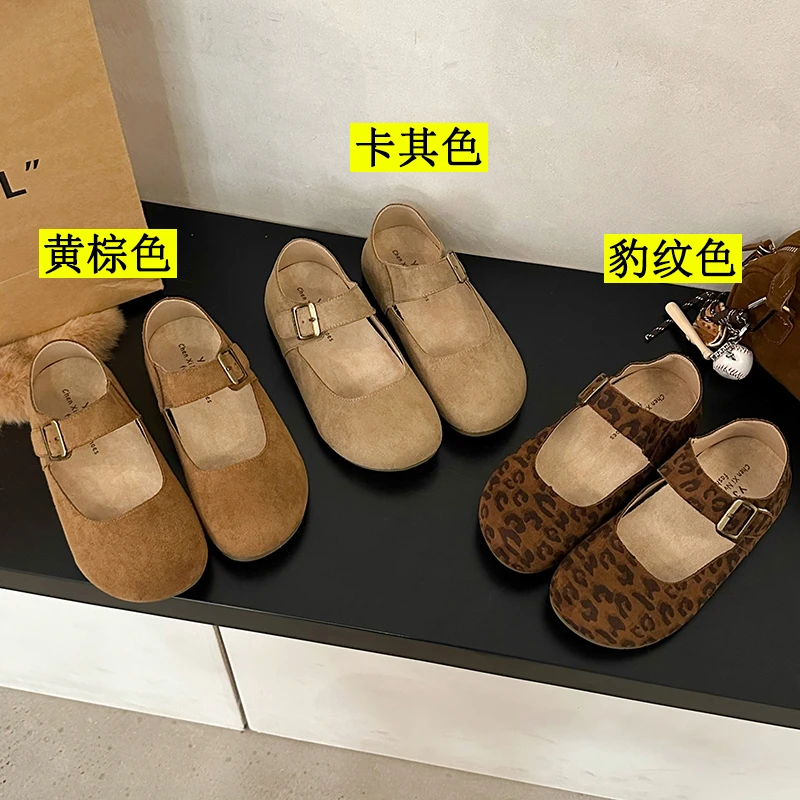 【EL】复古泡芙玛丽珍女2025春季新款平底丑萌大头鞋休闲全包勃肯鞋