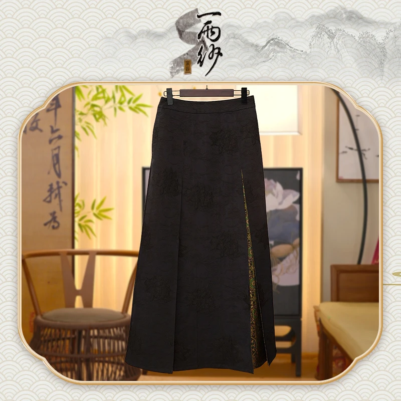 【一步一生花马面裙】239638Q-B472桑蚕丝锦油缎香云纱裙子新中式65