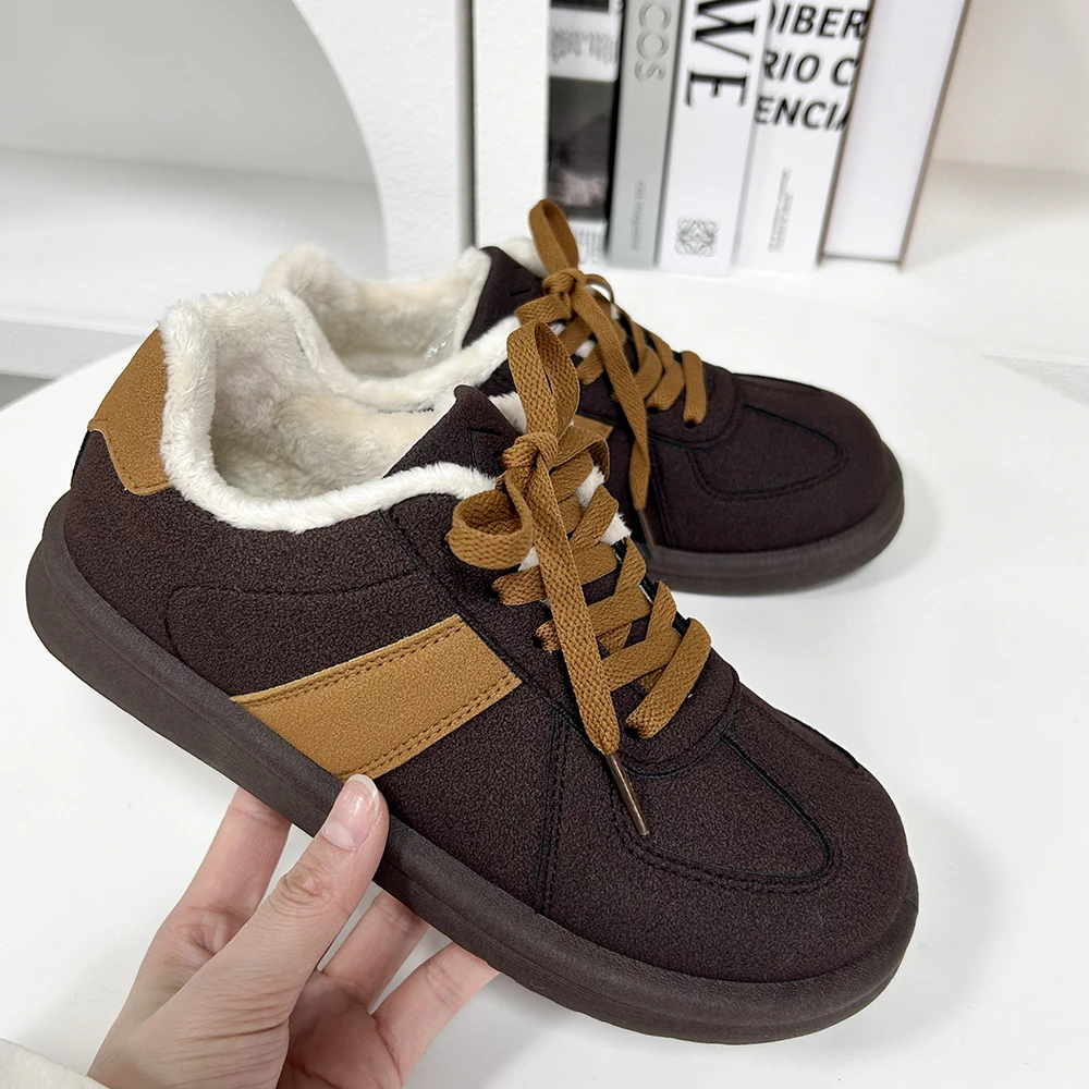 1501 棕色 德训鞋女鞋2024新款加绒保暖爆款百搭复古休闲运动板鞋