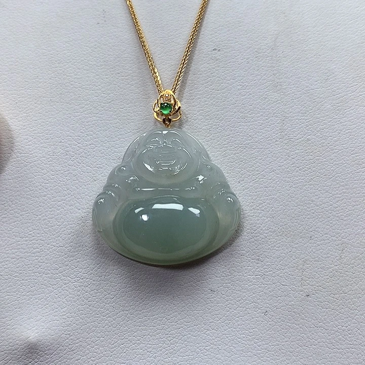 18K金镶嵌定制翡翠佛公 净货 48小时鉴赏期