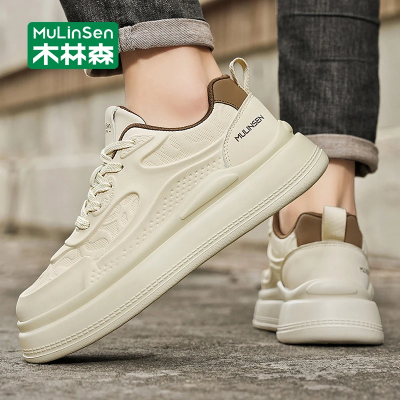 木林森小白鞋男款2025秋季新款潮流百搭休闲增高耐磨低帮男士板鞋