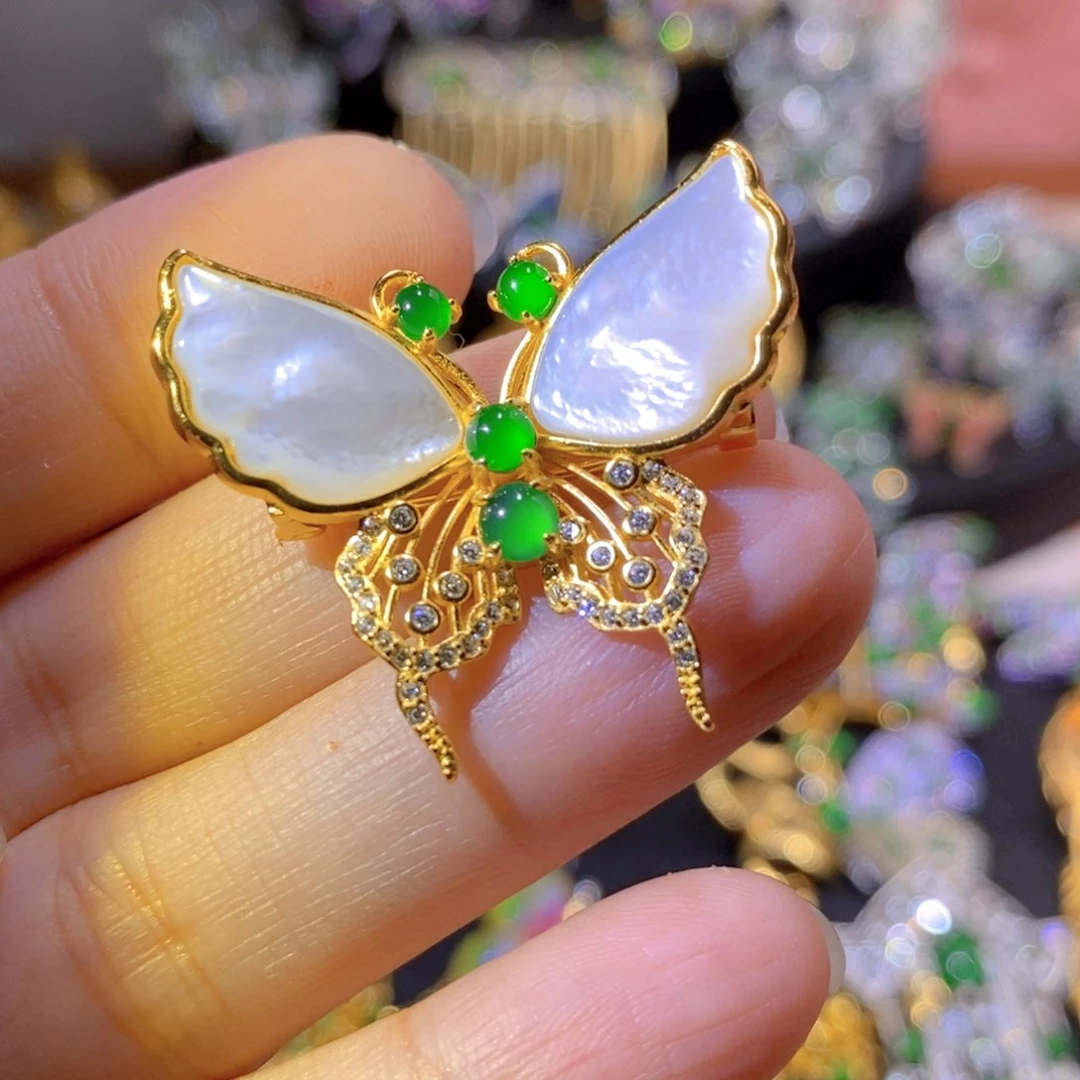 吊坠(不含链)银S925镶嵌翡翠