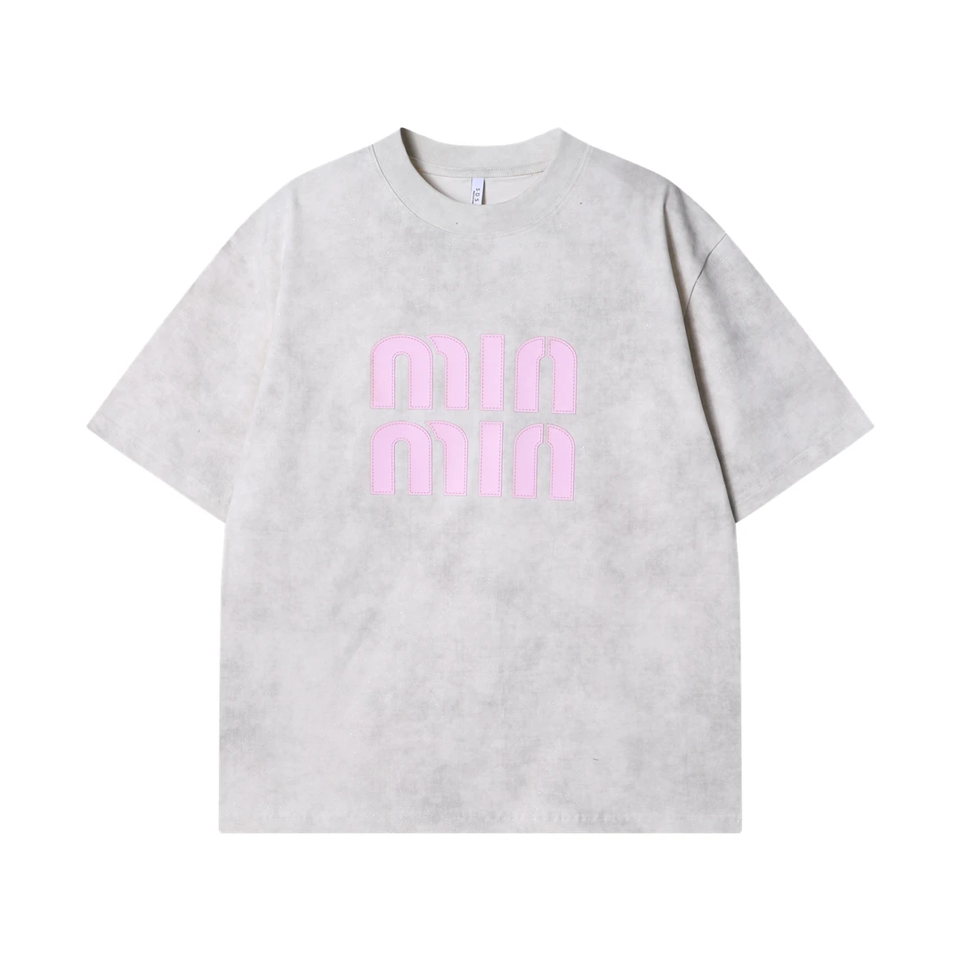 夏季高级感新款满天星扎染字母印花圆领短袖T恤休闲情侣百搭上衣