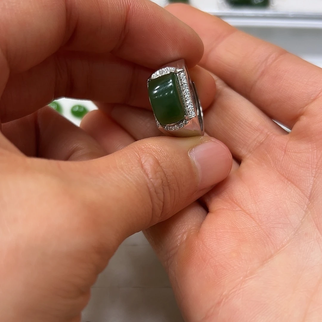 和田玉戒指颜色多样性发货拍一发一银S925镶嵌英*