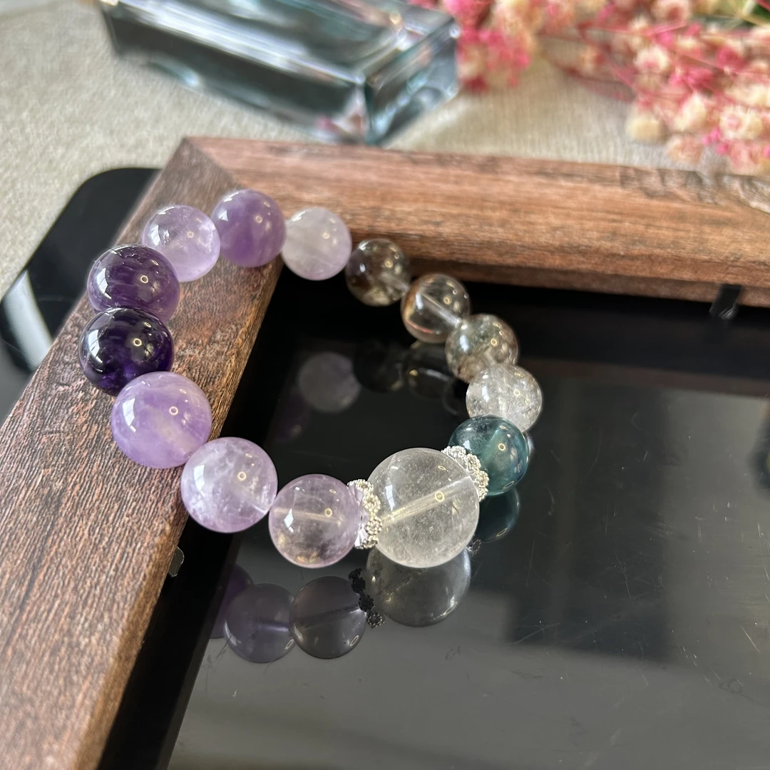 y1001【乌紫雪花幽灵】设计款多宝手链多样性发